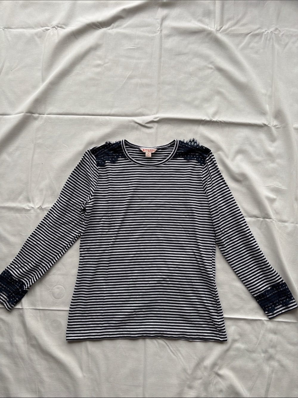 Woman’s Brooks Brothers Red Fleece Brand!  Stripe with Lace Trim. Medium